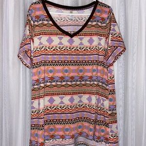 LuLaRoe Multicolor Geometric Short Sleeve Top